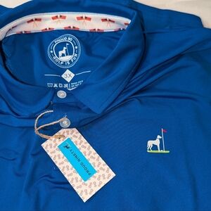 Proud Ninety 90 Polo Shirt Golf Pickleball Royal Blue Men's 3X NWT GOLF Flags